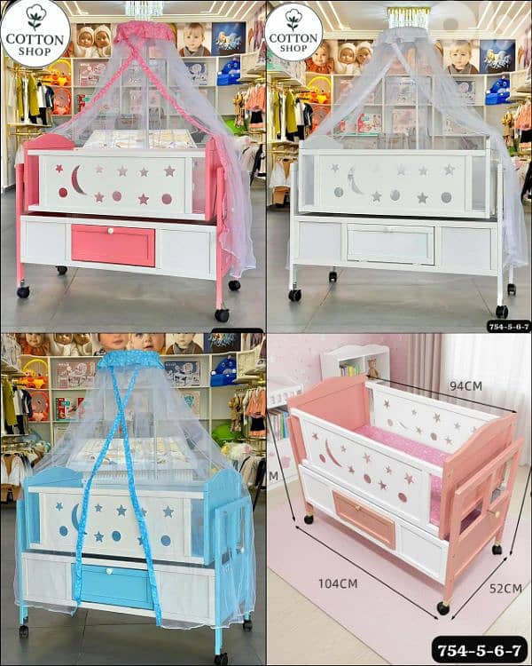 Baby Rocking Crib With Mosquito Net 1