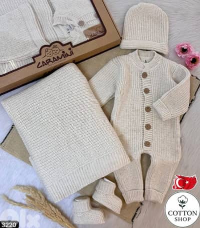 100% Wool Baby Knitted Romper Set