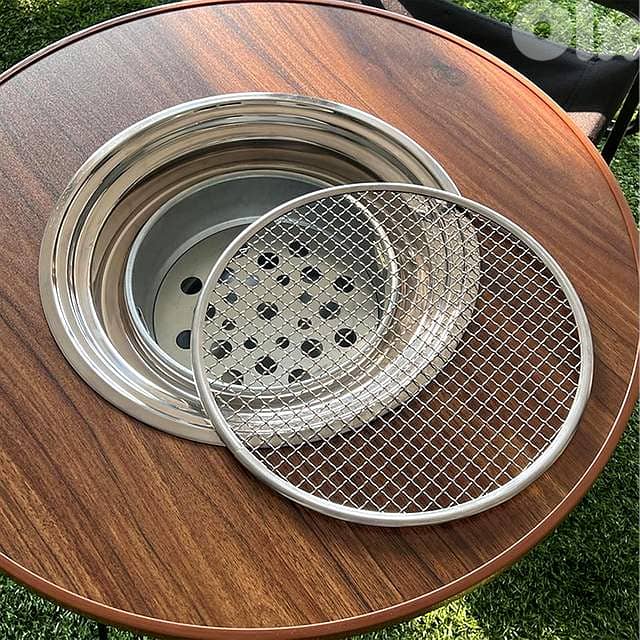 Rustic Wood Portable Grill – Integrated Side Table & Bag 2