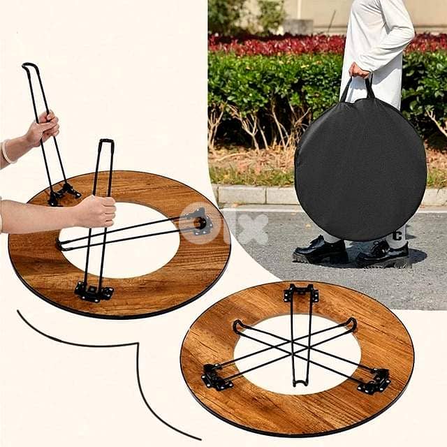 Rustic Wood Portable Grill – Integrated Side Table & Bag 4
