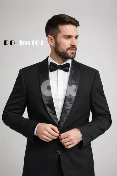 European Men's Black 1 Button Dinner Jacket