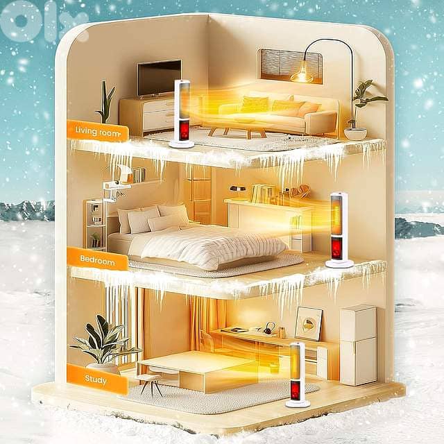 2000W Ceramic Tower Heater – Oscillating with Fireplace Glow Display 8