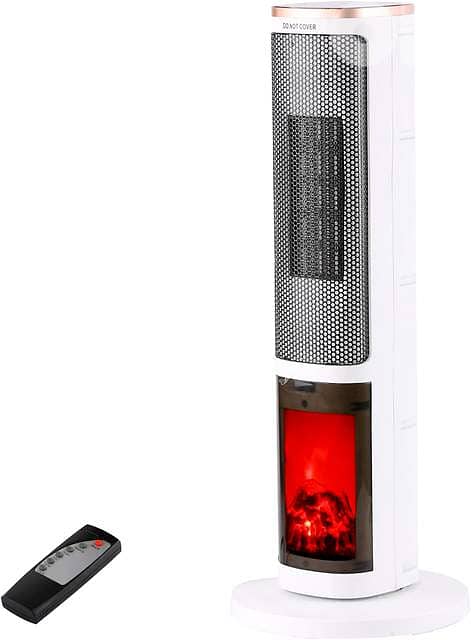 2000W Ceramic Tower Heater – Oscillating with Fireplace Glow Display 11