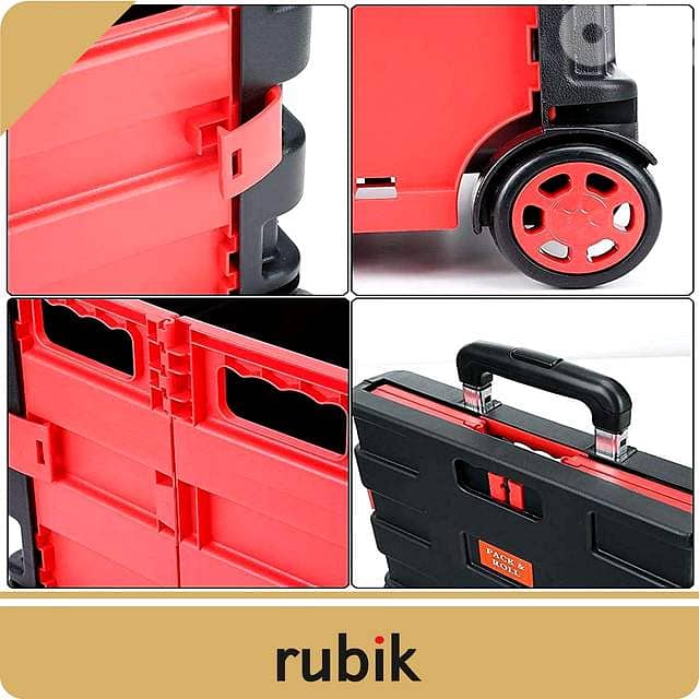 Rubik Collapsible Rolling Crate – 25kg Capacity, Fold‑Flat Cart 2