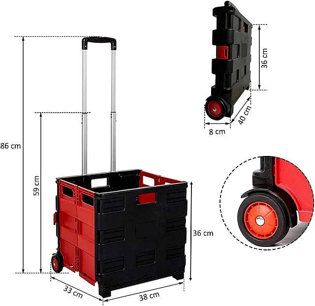 Rubik Collapsible Rolling Crate – 25kg Capacity, Fold‑Flat Cart 11