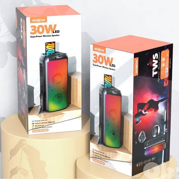 Moxom 8×2″ Trolley RGB Wireless Karaoke Speaker + 1 Mic 1