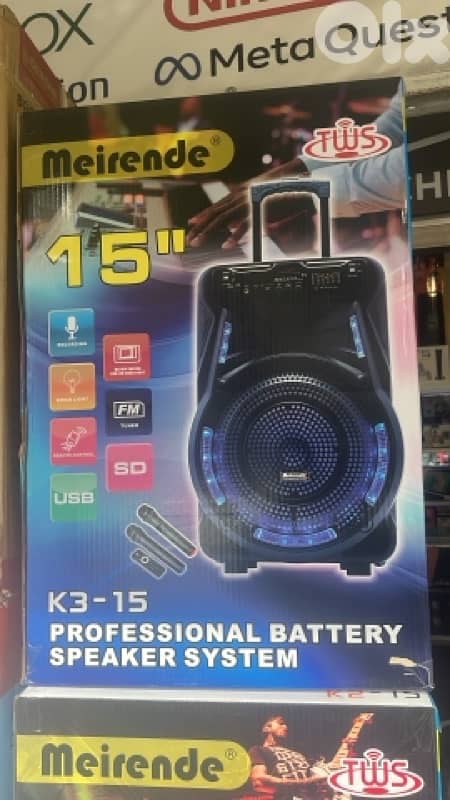 Meirende 15″ Trolley Wireless RGB Karaoke Speaker + 2 Mics 1