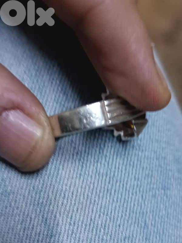 خاتم فضة مع حجر سيترين 1