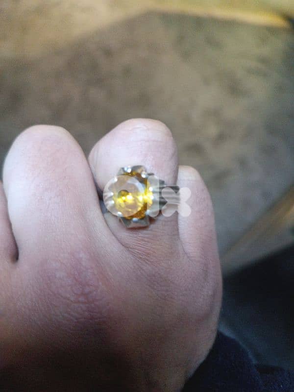 خاتم فضة مع حجر سيترين 2