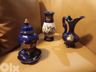 Vintage cobalt blue porcelain vases