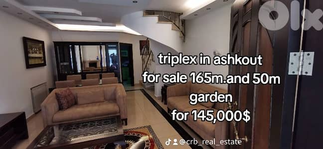 triplex townhouse for sale in ashkout 165m and 50m garden for 145000$