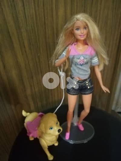 Barbie SPLISH PUP Great doll Mattel2017 flex legs+Walking Dog, both=35