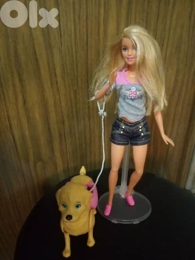 Barbie SPLISH PUP Great doll Mattel2017 flex legs+Walking Dog, both=35