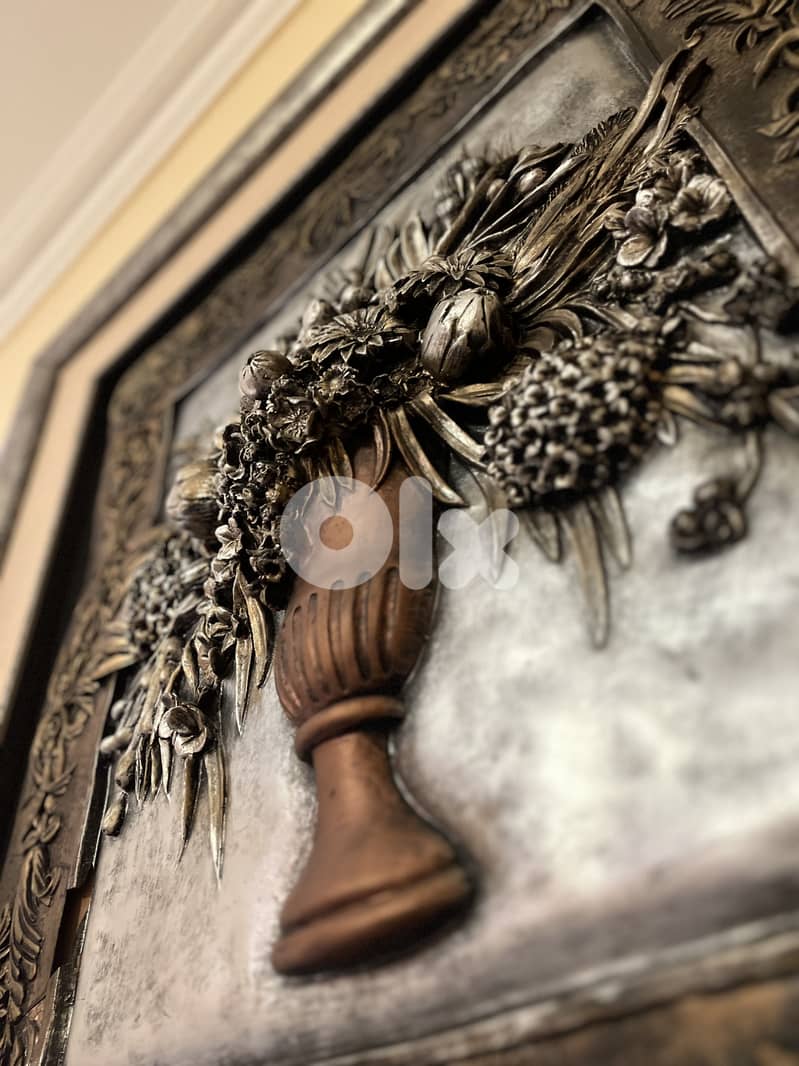 SALE! Beautiful Large 3D Floral Wall Art – Silver & Bronze 1