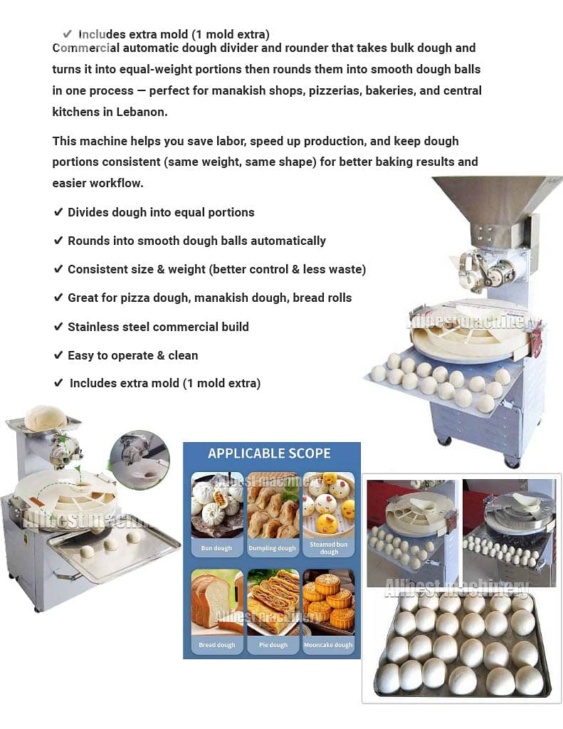 Automatic Dough Divider & Rounder –Commercial Bakery Equipment & Pizza 6