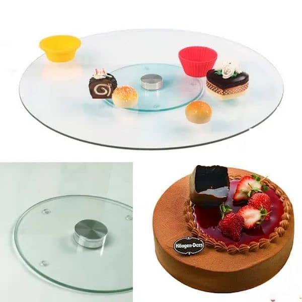 30cm glass rotating cake serving stand 2