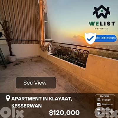 Apartment for sale in Klayaat شقة للبيع في منطقة القليعات