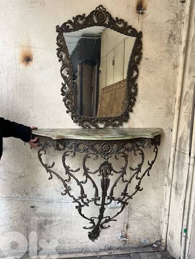 frensh consol bronze كونسول برونز فرنسي مع مراي ولا اروع وجه رخام مميز