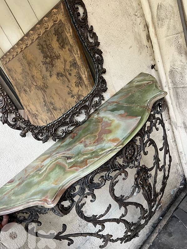 frensh consol bronze كونسول برونز فرنسي مع مراي ولا اروع وجه رخام مميز 1