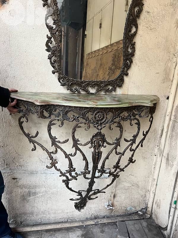 frensh consol bronze كونسول برونز فرنسي مع مراي ولا اروع وجه رخام مميز 2