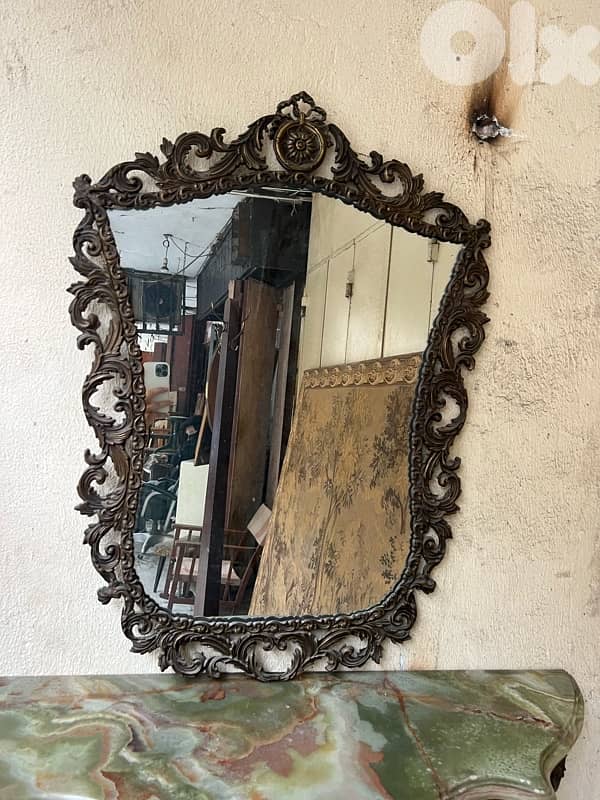 frensh consol bronze كونسول برونز فرنسي مع مراي ولا اروع وجه رخام مميز 6