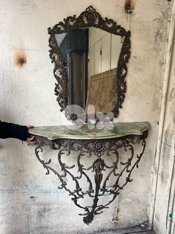 frensh consol bronze كونسول برونز فرنسي مع مراي ولا اروع وجه رخام مميز 7