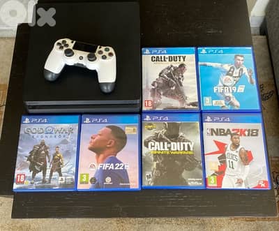 PS4 SLIM USED LIKE NEW + controller + 6Cds
