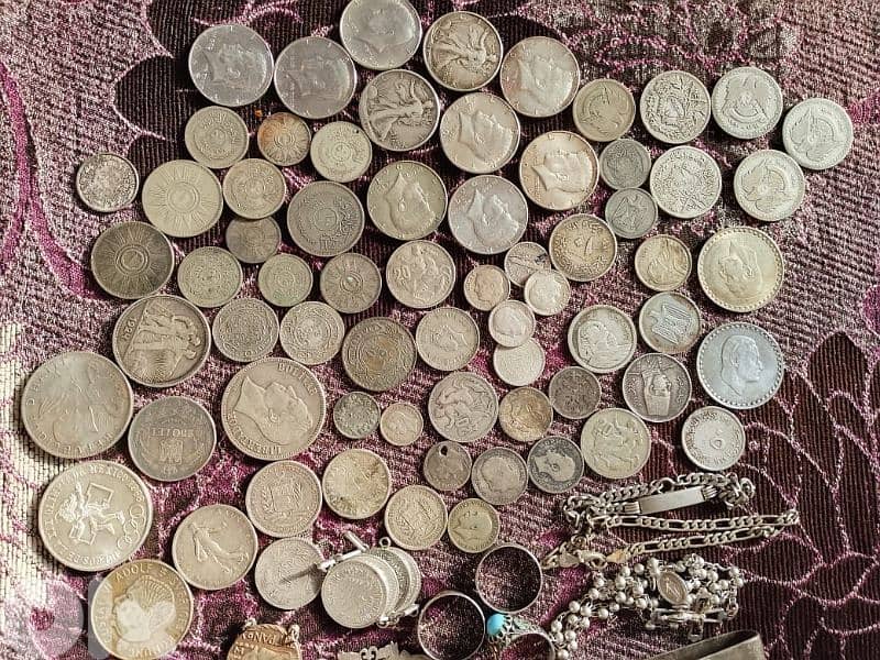 فضة/مجموعة من العملات والاكسسوار فضة وزن 800 غرام 1