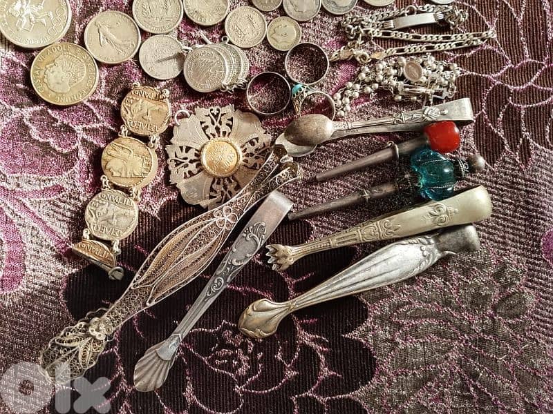 فضة/مجموعة من العملات والاكسسوار فضة وزن 800 غرام 2