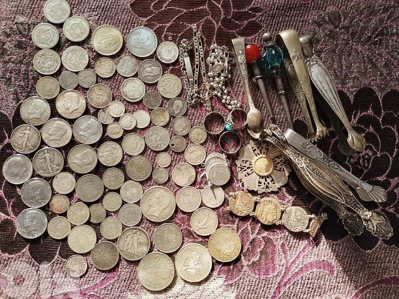 فضة/مجموعة من العملات والاكسسوار فضة وزن 800 غرام 3