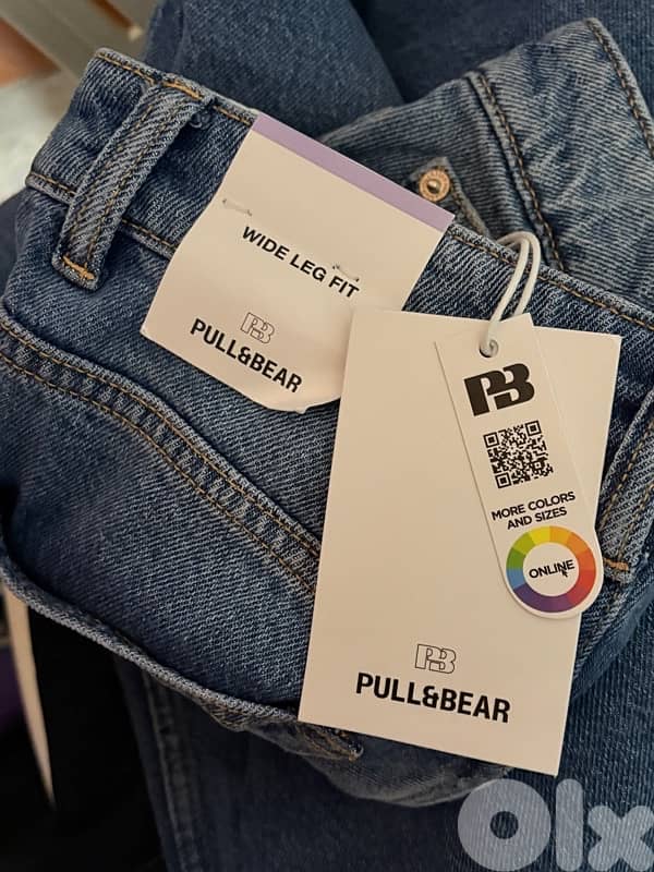 PULL AND BEAR - NEW - High-waist wide-leg jeans (34) 1