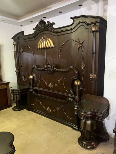 اوضة نوم ملكية مصرية خشب زان حفر ملبسة قشر