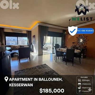 Apartment for sale in Ballouneh شقة للبيع في منطقة بلونه