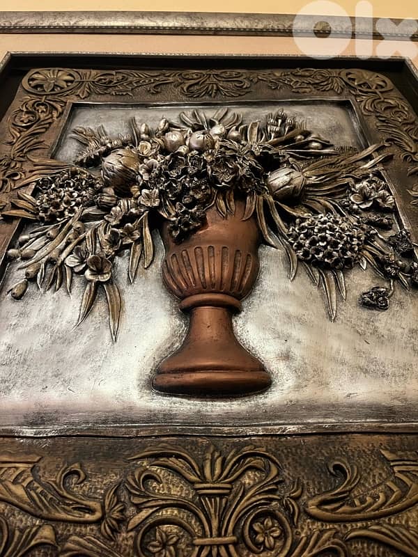 SALE! Beautiful Large 3D Floral Wall Art – Silver & Bronze 2