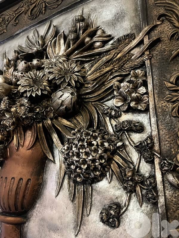 SALE! Beautiful Large 3D Floral Wall Art – Silver & Bronze 3