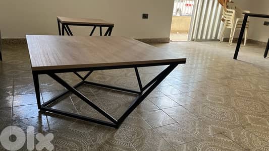 Set of 3 Modern Coffee Tables – Metal & Wood