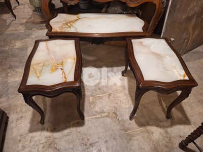 طقم طاولات لويكانز مميز وجه رخام اونكس