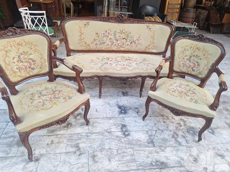 طقم صالون اوبيسون فرنسي حياكة يد ناعم مميز لويس الخامس عشر 2