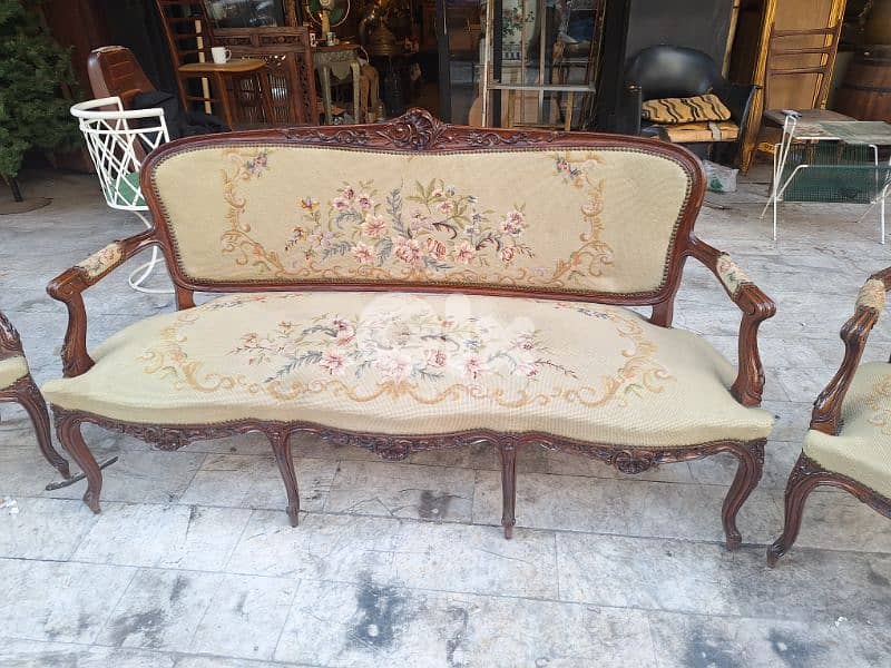 طقم صالون اوبيسون فرنسي حياكة يد ناعم مميز لويس الخامس عشر 5