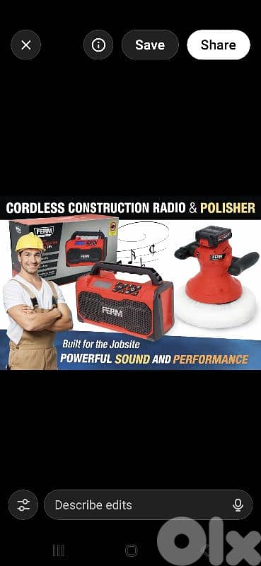 FERM Bluetooth radio_ 20-volt battery. + cordless polisher/4$ delivery