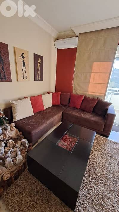 L-shaped sofa with one centre table plus one square Floor Cushion