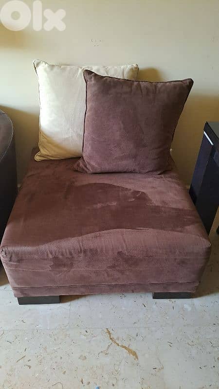 L-shaped sofa with one centre table plus one square Floor Cushion 1