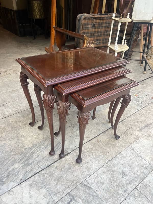 frensh set coffe table طقم طاولات فرنسي لوي كانز خشب جوز روعة 4