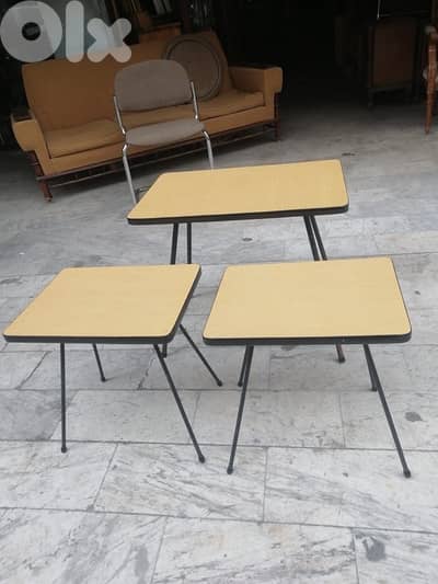 vintage set coffe table 1950’s طقم طاولات ٣ قطع تصميم الخمسينات روعة