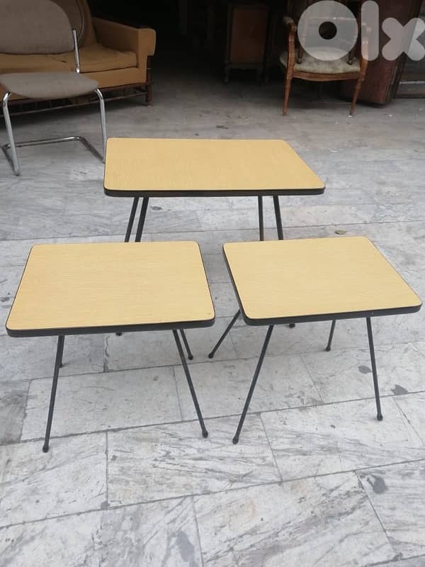 vintage set coffe table 1950’s طقم طاولات ٣ قطع تصميم الخمسينات روعة 1