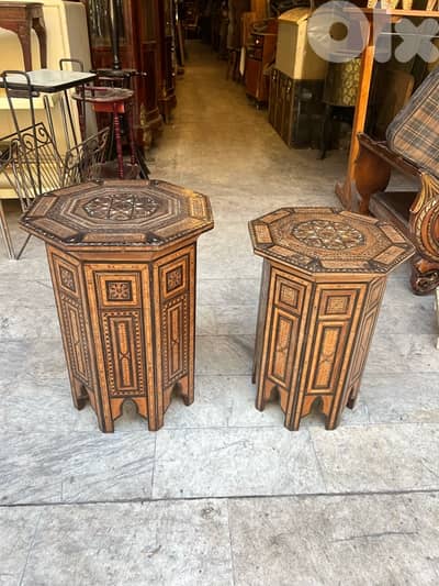 vintage coffe table arabesc طاولة عدد ٢ شغل شرقي قديم مميزين تنزيل صدف
