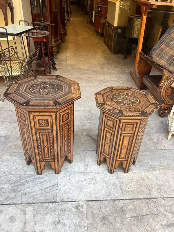 vintage coffe table arabesc طاولة عدد ٢ شغل شرقي قديم مميزين تنزيل صدف 1