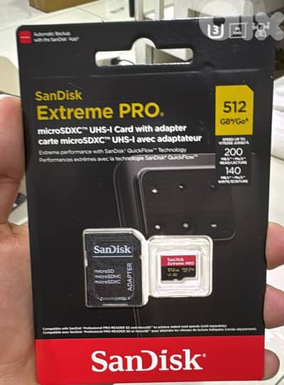 Sandisk Extreme pro microsdxc uhs-I card with adapter 512gb 200mb/s