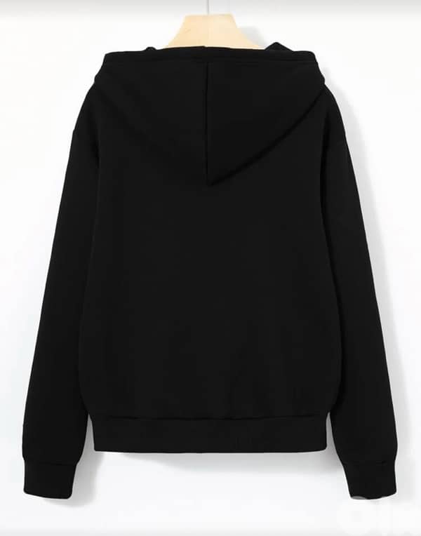 Rhinestone Skeleton Zip-Up Hoodie (Black) 1