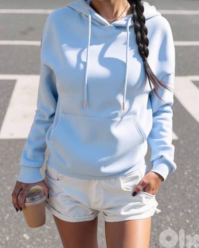 Light Blue Graphic Back Pullover Hoodie